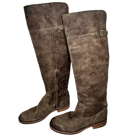 NEW Kork-Ease Women’s Addison Distressed Taupe Suede Over-the-Knee Boots Size 10 - Picture 1 of 6